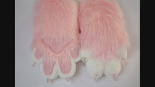 Light pink & pink Fursuit Handpaws,cutefurry Cat fursuit, Custom Fursuit gloves,Handmade cat paws, cosplay paws,   paws with 4 finger