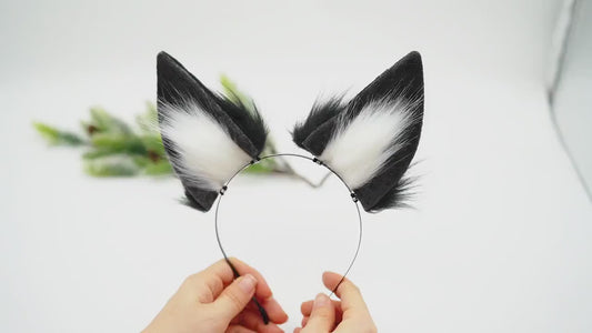 Black wolf ears, kitten ears, realistic cat ear, realistic fox ear, animal cosplay ear, kitten ear cosplay, fox ear headband,  fox ear