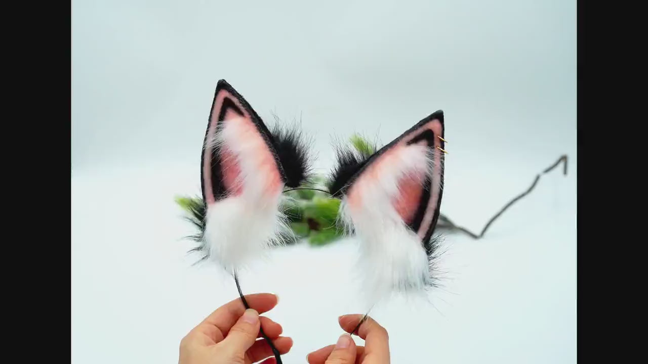 Realistic cat ear and tail set , Faux Ears Egyptian Cat Ears， dog cat ears and tail ,Anime Cosplay,  Fluffy Ears, Kawaii Ears, Ears Headband